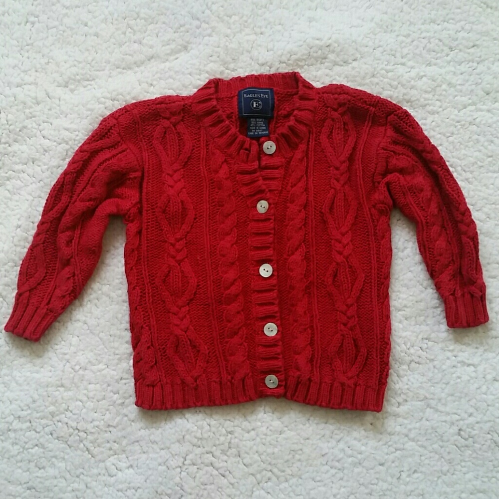 Red knit cardigan size Small (2T)